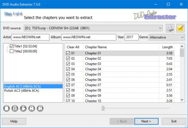 dvd audio extractor output folder