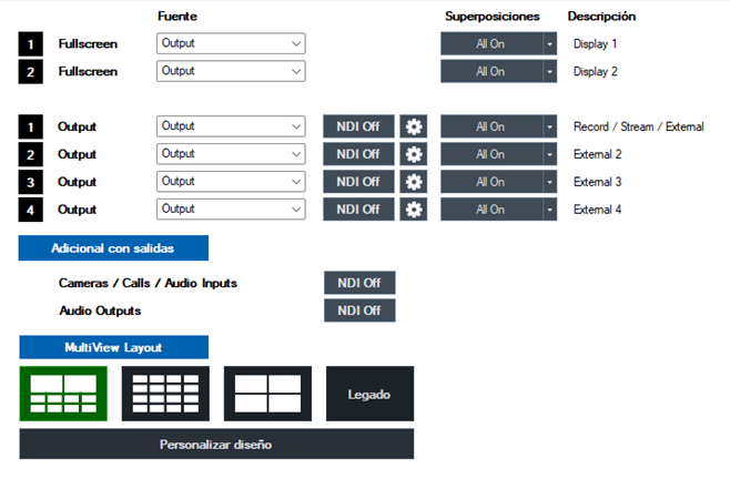 Salidas de audio vMix Pro 2024