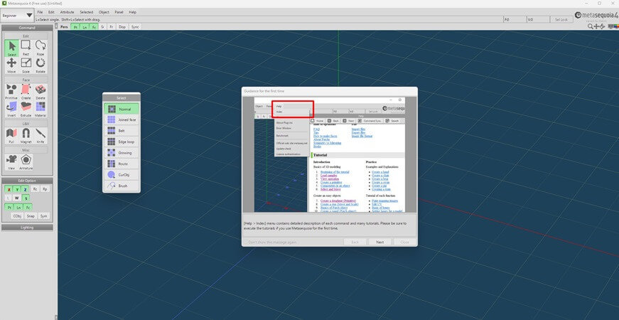 Interfaz Metasequoia 4